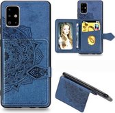 Voor Galaxy A51 Mandala Reliëf Magnetische Doek PU + TPU + PC Case met Houder & Kaartsleuven & Portemonnee & Fotolijst & Riem (Blauw)