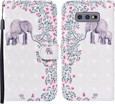 Voor Samsung Galaxy S10e Gekleurde Tekening Patroon Horizontale Flip Leren Case met Houder & Kaartsleuven & Portemonnee (Bloem Olifant)