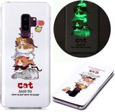 Voor Samsung Galaxy S9 + Lichtgevende TPU zachte beschermhoes (katten)