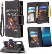 Voor Sony Xperia L4 Gekleurde Tekening Patroon Rits Horizontale Flip Leren Case met Houder & Kaartsleuven & Portemonnee (Beer)