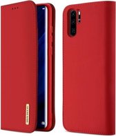 DUX DUCIS WISH-serie TPU + PU + lederen hoes voor Huawei P30 Pro, met kaartsleuven en portemonnee (rood)