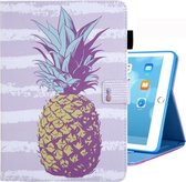 Voor iPad 10.2 inch Gekleurde Tekening Patroon Horizontale Flip Leren Case met Houder & Kaartsleuven & Fotolijst (Gouden Ananas)