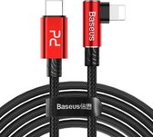 Baseus Type-C naar 8-pins PD 18W MVP mobiele telefoonspel Elleboog Snel opladen gevlochten kabel, lengte: 2m (rood)