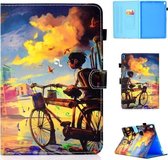 Voor iPad Pro 10.5 Gekleurde tekening stiksels Horizontale flip lederen tas, met houder en kaartsleuven (Bike Boy)