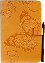 Voor iPad Mini 2019 & 4 & 3 & 2 & 1 Ingedrukt Afdrukken Vlinderpatroon Horizontale Flip PU-lederen hoes met houder & kaartsleuven & portemonnee & pennensleuf (geel)