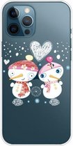 Christmas Series Clear TPU beschermhoes voor iPhone 11 Pro Max (paar sneeuwpop)