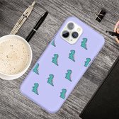 Voor iPhone 11 Pro Cartoon Animal Pattern Shockproof TPU beschermhoes (paarse dinosaurussen)