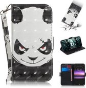 3D-schilderijpatroon Gekleurde tekening Horizontale lederen flip-hoes met houder & kaartsleuven en portemonnee voor Sony Xperia 1 / Xperia XZ4 (Angry Bear)