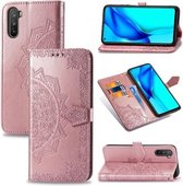 Voor Huawei Mate 40 Lite / Maimang 9 Mandala Bloem Reliëf Horizontale Flip Leren Case met Beugel / Kaartsleuf / Portemonnee / Lanyard (Rose Goud)