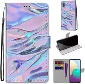 Voor Samsung Galaxy A02 / M02 Gekleurde Tekening Cross Texture Horizontale Flip PU Leather Case met Houder & Kaartsleuven & Portemonnee & Lanyard (Fluorescerende Watertextuur)