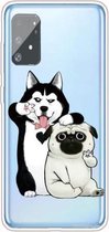 Voor Galaxy A91 / S10 Lite 2020 schokbestendig geverfd transparant TPU beschermhoes (selfie hond)