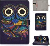 Voor 10 inch Universele Gekleurde Tekening Patroon Horizontale Flip PU Lederen Case met Houder & Kaartsleuven (Uil)