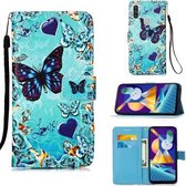 Voor Galaxy A11 / M11 Schilderen Horizontale Flip Leren Case met Houder & Kaartsleuf & Portemonnee & Lanyard (Hart Vlinder)