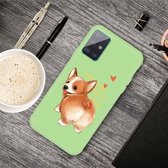 Voor Galaxy A51 Cartoon Animal Pattern Shockproof TPU beschermhoes (Green Corgi)
