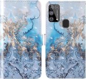 Voor Samsung Galaxy M31 3D Schilderij Gekleurd Tekening Patroon Horizontaal Flip TPU + PU Leren Hoesje met Houder & Kaartsleuven & Portemonnee & Lanyard (Melkweg)