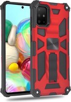 Voor Samsung Galaxy A71 5G schokbestendige TPU + pc magnetische beschermhoes met houder (rood)