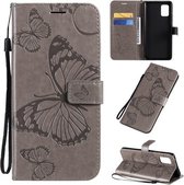 Voor Samsung Galaxy A71 5G 3D vlinders reliëf patroon horizontale flip lederen tas met houder & kaartsleuf & portemonnee (grijs)