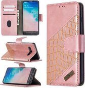 Voor Samsung Galaxy S10 Bijpassende Kleur Krokodil Textuur Horizontale Flip PU Lederen Case met Portemonnee & Houder & Kaartsleuven (Rose Goud)