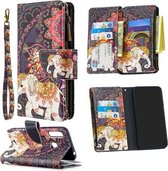 Voor Samsung Galaxy A70e Gekleurde Tekening Patroon Rits Horizontale Flip Lederen Case met Houder & Kaartsleuven & Portemonnee (Bloem Olifanten)