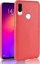 Schokbestendige krokodiltextuur pc + PU-hoes voor Meizu Note 9 (rood)