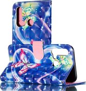 3D Geschilderde Horizontale Flip PU Leren Case met Houder & Kaartsleuven & Portemonnee & Fotolijst Voor Huawei P20 Lite (2019) (Hearted Butterflies)