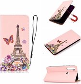 Voor Xiaomi Redmi Note 8T Pure Kleur Schilderen Horizontale Flip Leren Case met Kaartsleuven & Houder & Lanyard (Ijzeren Toren)
