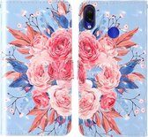 Voor Xiaomi Redmi Note 7S / Note 7 Pro 3D-schilderij Gekleurd tekeningpatroon Horizontaal Flip TPU + PU-lederen hoes met houder & kaartsleuven & portemonnee & lanyard (kleurrijke bloemen)