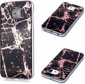Voor Galaxy S6 edge Plating Marble Pattern Soft TPU beschermhoes (zwart goud)