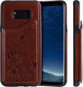 Voor Galaxy S8 Plus Cat Bee Embossing Pattern Schokbestendige beschermhoes met kaartsleuven en fotolijst (bruin)