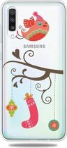 Voor Galaxy A50 Trendy schattig kerstpatroon doorzichtig TPU beschermhoes (geschenkvogel)