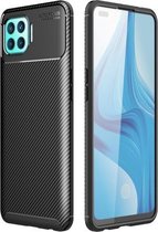 Voor OPPO F17 Pro koolstofvezel textuur schokbestendig TPU-hoesje (zwart)