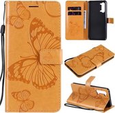 Voor OPPO Find X2 Lite / Reno3 5G 3D vlinders reliëfpatroon horizontale flip lederen tas met houder & kaartsleuf & portemonnee & lanyard (geel)