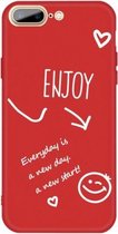 Voor iPhone 8 Plus / 7 Plus Geniet van Emoticon Hartvormig Patroon Kleurrijk Frosted TPU Telefoon Beschermhoes (Rood)