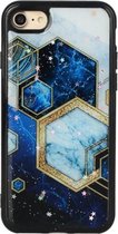 Voor iPhone SE 2020/8/7 Marble Series Stars Powder Dropping Epoxy TPU beschermhoes (Starry Sky Hexagon)