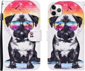 Voor iPhone 12/12 Pro 3D Geschilderd Patroon Horizontale Flip Leren Case met Houder & Portemonnee & Kaartsleuf & Lanyard (Bril Hond)