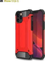 Voor iPhone 12/12 Pro 6.1 inch Magic Armor TPU + pc combinatiehoes (rood)