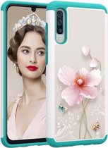 Gekleurde tekening patroon PC + TPU beschermhoes voor Galaxy A50 (Pearl Flower)