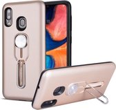 Voor Galaxy A30 schokbestendige TPU + pc-beschermhoes met houder (roségoud)