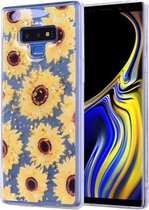 Cartoon patroon goudfolie stijl dropping lijm TPU zachte beschermhoes voor Galaxy Note9 (zonnebloem)