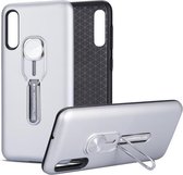 Voor Galaxy A50 schokbestendige TPU + pc-beschermhoes met houder (zilver)