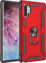 Voor Galaxy Note 10+ Armor schokbestendig TPU + pc beschermhoes met 360 graden rotatiehouder (rood)