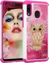Gekleurde tekening patroon PC + TPU beschermhoes voor Galaxy A20 / A30 (Shell Owl)