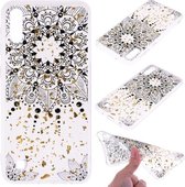 Cartoon patroon goudfolie stijl Dropping Glue TPU zachte beschermhoes voor Galaxy A10 (Datura)