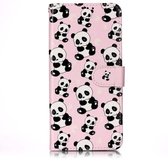 Olie Reliëf Gekleurd Tekening Patroon Horizontale Flip PU Leren Case met Houder & Kaartsleuven & Portemonnee & Fotolijst Voor Galaxy A70 (Panda's)