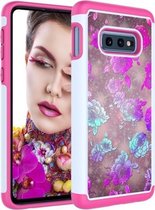 Coloured Drawing Pattern PC + TPU beschermhoes voor Galaxy S10 E (Peony)