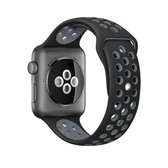 Voor Apple Watch Series 6 & SE & 5 & 4 40mm / 3 & 2 & 1 38mm Modieuze Klassieke Siliconen Sport Horlogeband (Zwart Grijs)
