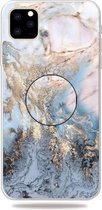 3D Marble Soft Silicone TPU Case Cover met beugel voor iPhone 11 Pro Max (Gold Ash)