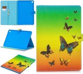 Voor Huawei MediaPad M5 10.8 Stiksels Horizontale Flip Leren Case met Houder & Kaartsleuven & Slaap / Wekfunctie (Regenboog Vlinder)