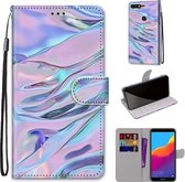 Voor Huawei Y7 (2018) / Enjoy 8 Gekleurde tekening Cross Texture Horizontale Flip PU lederen hoes met houder & kaartsleuven & portemonnee & lanyard (Fluorescerende watertextuur)