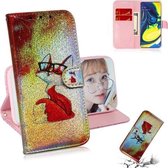 Gekleurde tekening patroon Kleurrijke magnetische gesp Horizontale flip PU lederen tas met houder & kaartsleuven & portemonnee & lanyard voor Galaxy A80 / A90 (bril Fox)